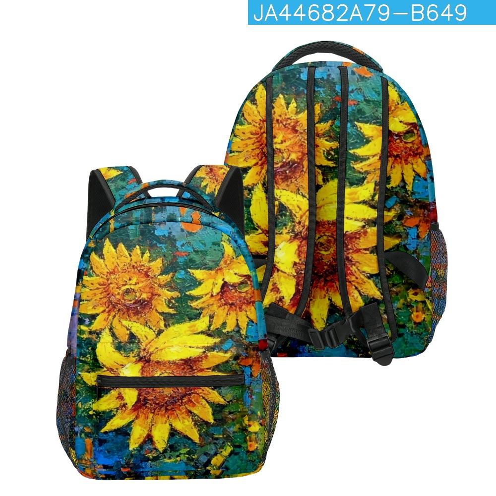 Cartoon Cartoon Kpop Youthful School Bags Unisex Sunflower Travel Bags 3D Print Oxford Waterproof Notebook Shoulder Backpacks