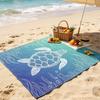 Portable Foldable Picnic Mat with Printed Pattern Lightweight Polyester Fabric Sandproof Beach Blanket with Storage Bag and Stakes for Outdoor Use