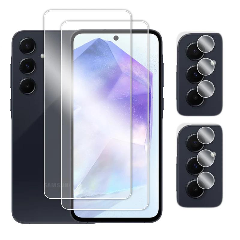 4-in-1 schlanker, weicher Objektivdeckel aus Faser und 9H-Schutzglasfolie für Samsung A57/37/17/07, A56/36/26/16/06 und A55/35/25/15/05