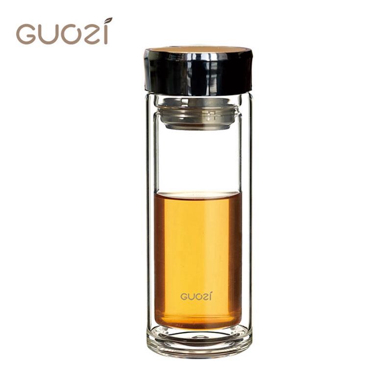 GUOZI Elegant 300ml Double-Layer Glass Tea Infuser Mug