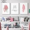 Nordic Style Pink Feathers Posters and Prints Love Poster Simple Decortion Picture for Girl Room Canvas Painting for Living Room