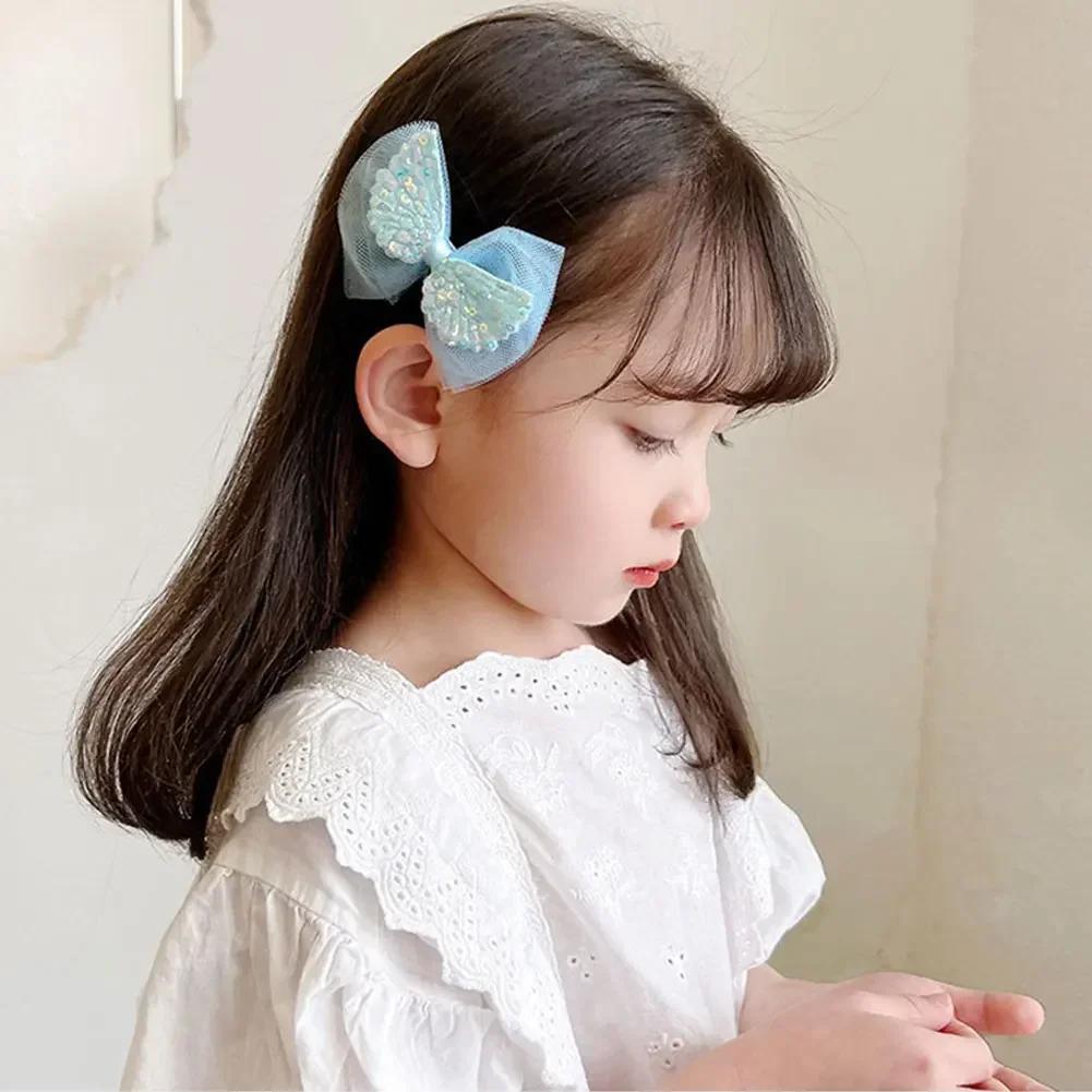 10pcs/set Mesh Bowknot Flower Hair Clips Sweet Cute Children Colorful Hairpin Headwear Hair Accessories