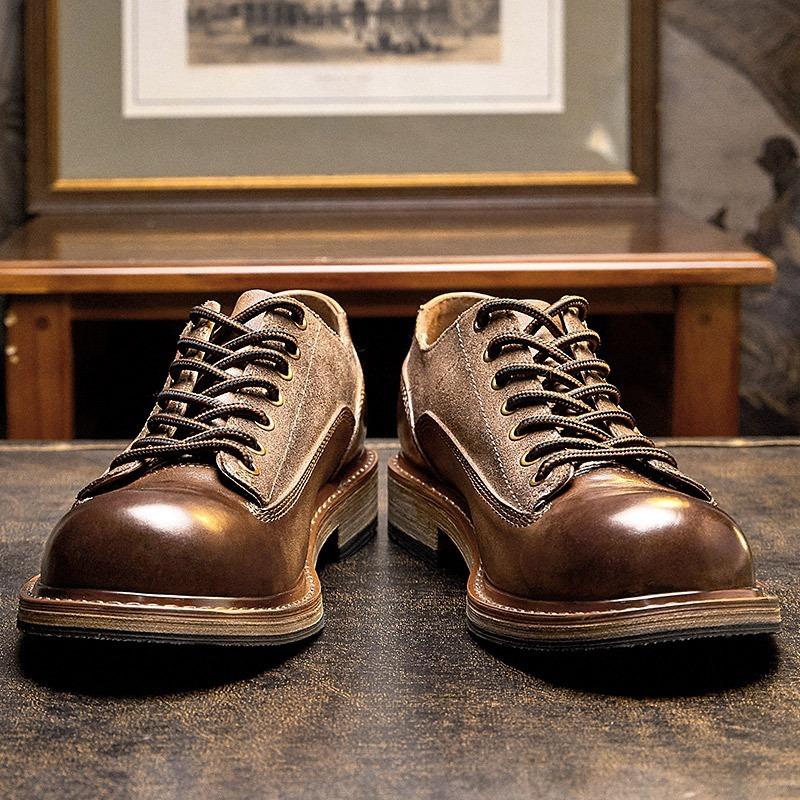 Ami Kaji Men'S Shoes Genuine Leather Retro Leather Shoes Men'S First Layer Cowhide Casual Tooling Low-Top Shoes British Style