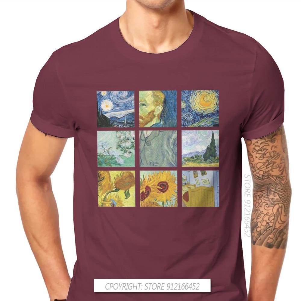 Vintage Alternative Funny Artwork Van Gogh Painting Unisex Tshirt Homme Graphic Clothes Cool Design Pure Cotton Harajuku T Shirt