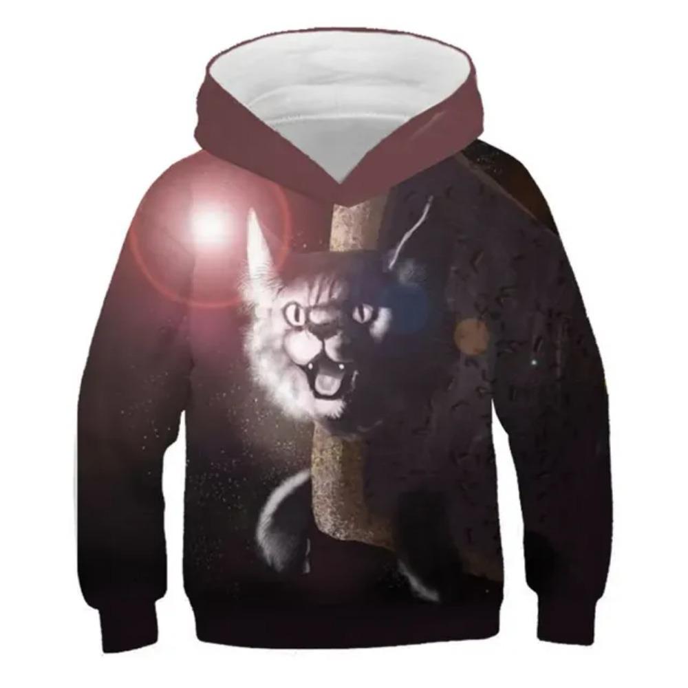 New Boys Girls 3d Animal Print Sweatshirt Kids Cartoon Wacky Fuzzy Cat Explore Space Galaxy Children Harajuku Hoodies Tops