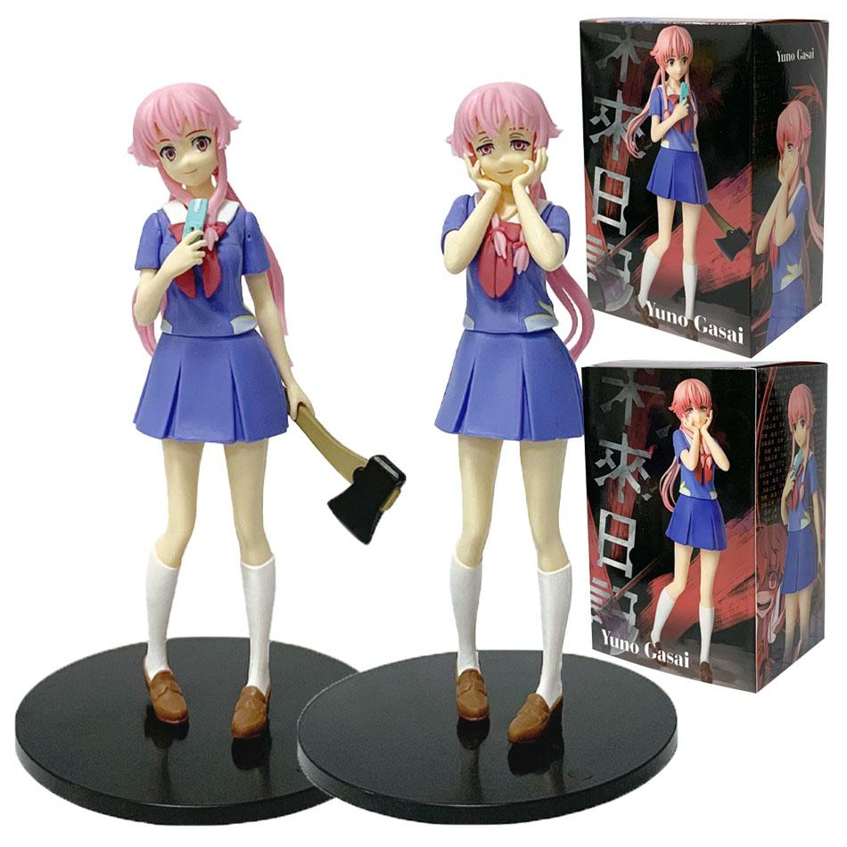 In Stock 17cm Future Diary Mirai Nikki Gasai Yuno Anime Uniform Dress Standing Posture Action Figure Model Toys Thanksgiving