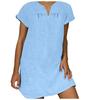 Gonna ampia estiva da donna alla moda, manica corta, scollo a V, abito in cotone e lino