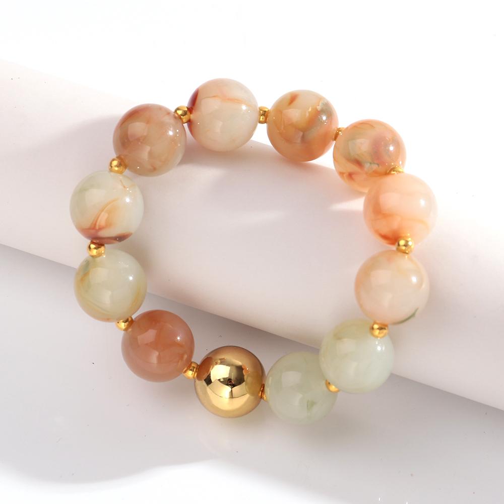 New Resin Round Beaded Chain Necklaces Bracelets for Women Man Statement Marbling Color Acrylic Choker Handmade Jewelry Gift