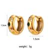 18K Gold Plated Geometric Light Luxury Earrings with Titanium Steel, Colored Diamond, and Pearl Moon Design for Women