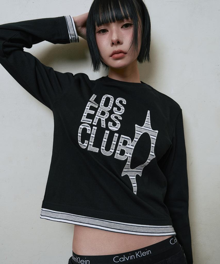 Lujeoseukeulleob Logo Layered Long Sleeve T-Shirt Black