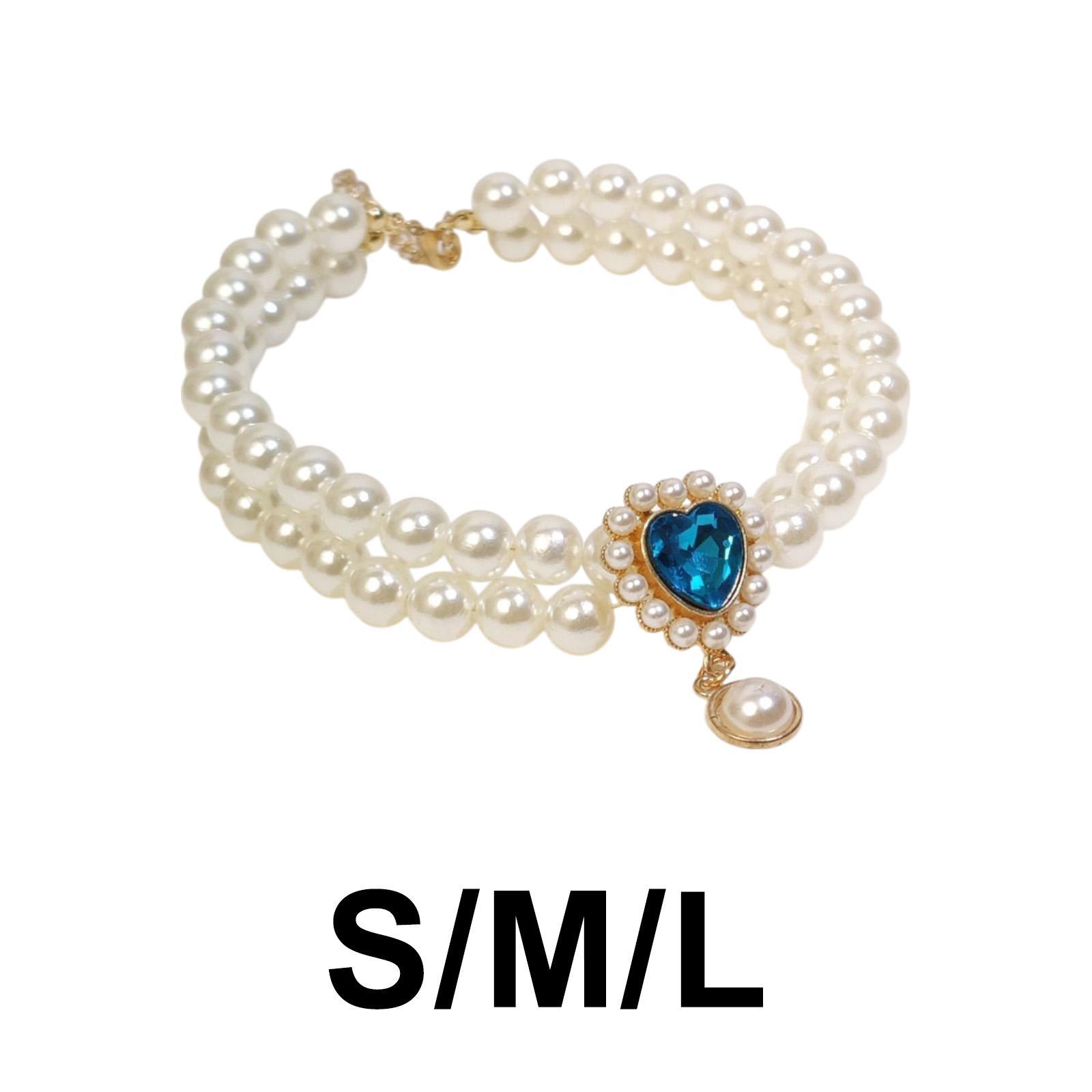 

Necklace for Pets with Pearls Adjustable Dog Collar for Small Breeds L