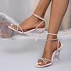Fashion Diamond-encrusted Designer 2025 Summer New Fashion Round Toe Open Toe Sandals Elegant Dress Party Ladies High Heels 34---42 Size