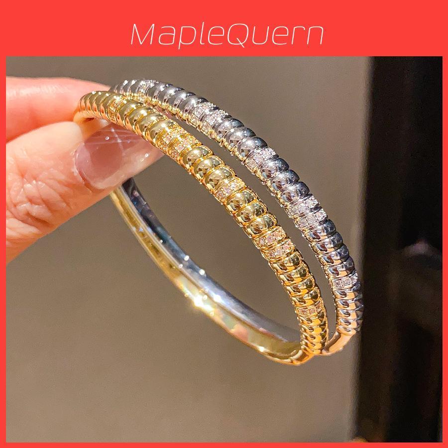 Modern Copper Bangle With 18k Gold Plating And Geometric Design For Women