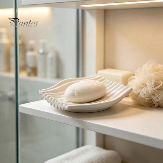 Gift for Home 3D Printed Soap Dish, Minimalist Wave Design Bathroom Holder, Small Countertop Stand Shower Tray Bathroom, Kitchen Sink, Vanity Trinket