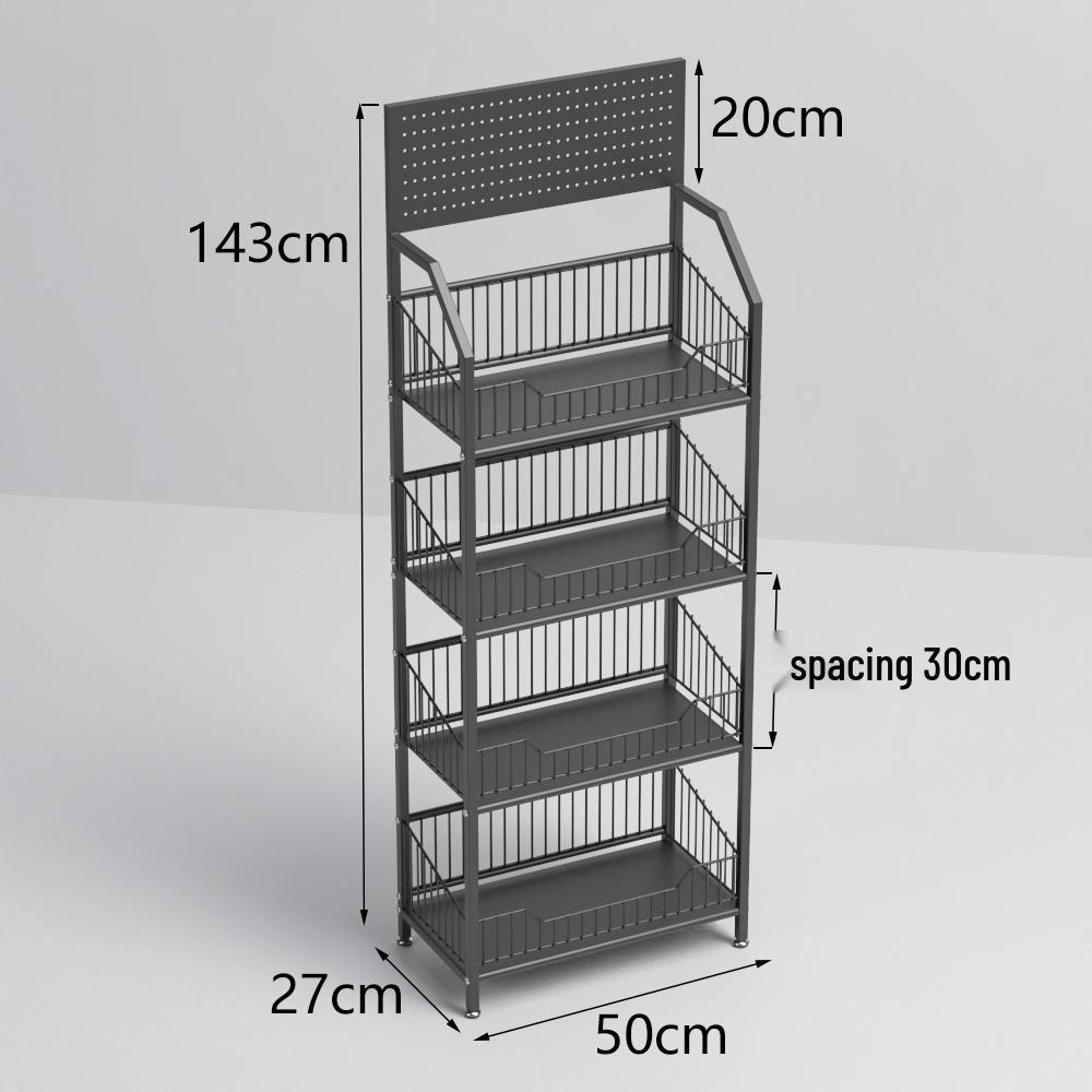 Freestanding Multilayer Snack & Beverage Display Rack for Convenience and Home Use