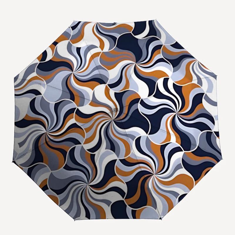 

1pc Optical Illusion Automatic Open/close Umbrella, 8-Rib sturdy structure, Artistic Pattern, Compact Design, Fashion Lovers l048