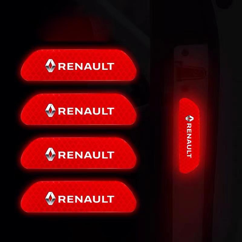 4Pcs Car Reflective Sticker Night Safety Warning Sign W Shine Tape for Renault Sport Duster Megane 2 3 Auto Accessories