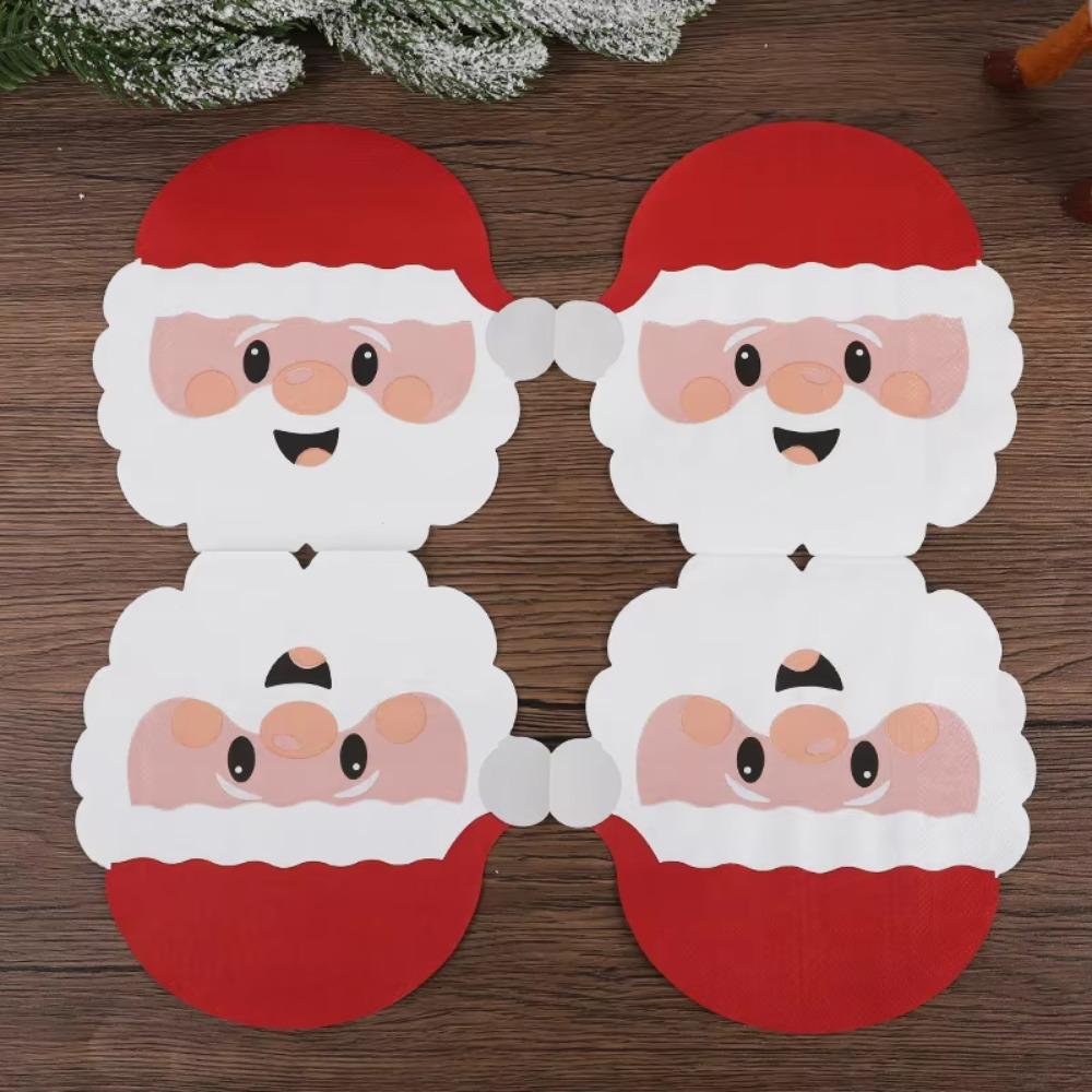 48 Pcs Multi-layer Christmas Santa Paper Napkins Cartoon Christmas Party Napkins Restaurant