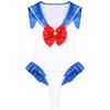 Schoolgirl Sailor Collar Bowknot Bodysuit Women Lingerie Cosplay Costume