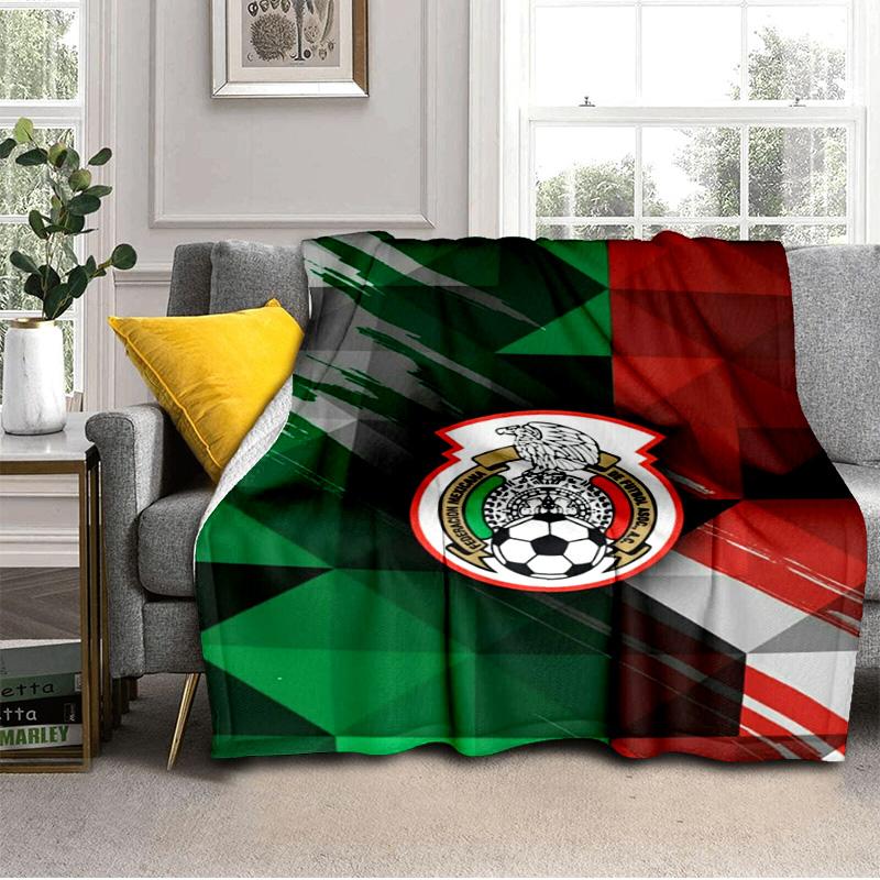 Mexiko Fußballnationalmannschaft Emblem Gedruckte Decken Weiche Flanelldecken für Sofa Bett Geschenke für Männer Frauen Picknickdecke Weihnachtsgeschenke