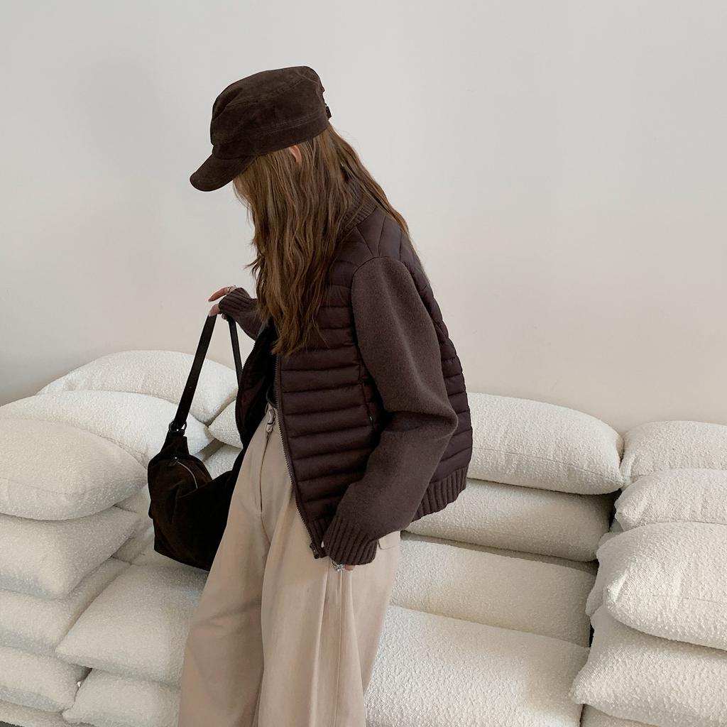 VEZFAA Moda feminina casual outono inverno cor sólida estampa manga comprida jaquetas e casacos casacos de plumas