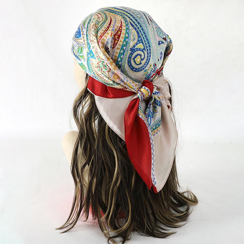Women Silk Scarf Fashion Hair Scarf Silk Satin Neckerchief Scarf Women Luxury Hair Ties Hair Ornament Female Bandana Bag Scarves