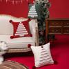 Christmas Tree Pattern Throw Pillowcase with Tassel Hair Ball Decoration Pillow Cover Farmhouse Style Cushion Cover