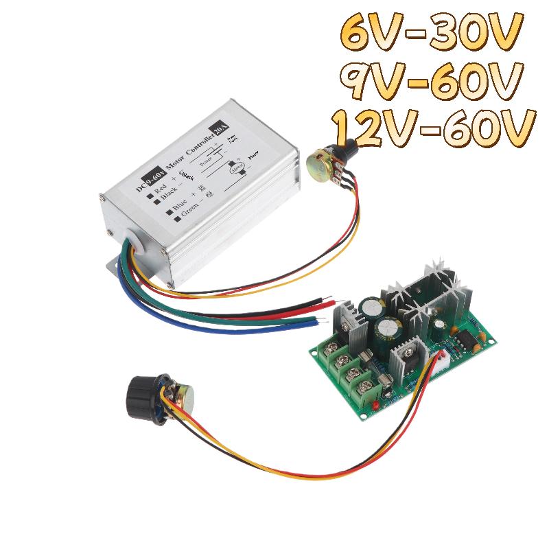 1 Stück PWM Drehzahlregler Stufenloser Gleichstrommotor Drehzahlregler DC 9V-60V 12V 24V 60V 20A Motor Pulsweitenmodulator Regler