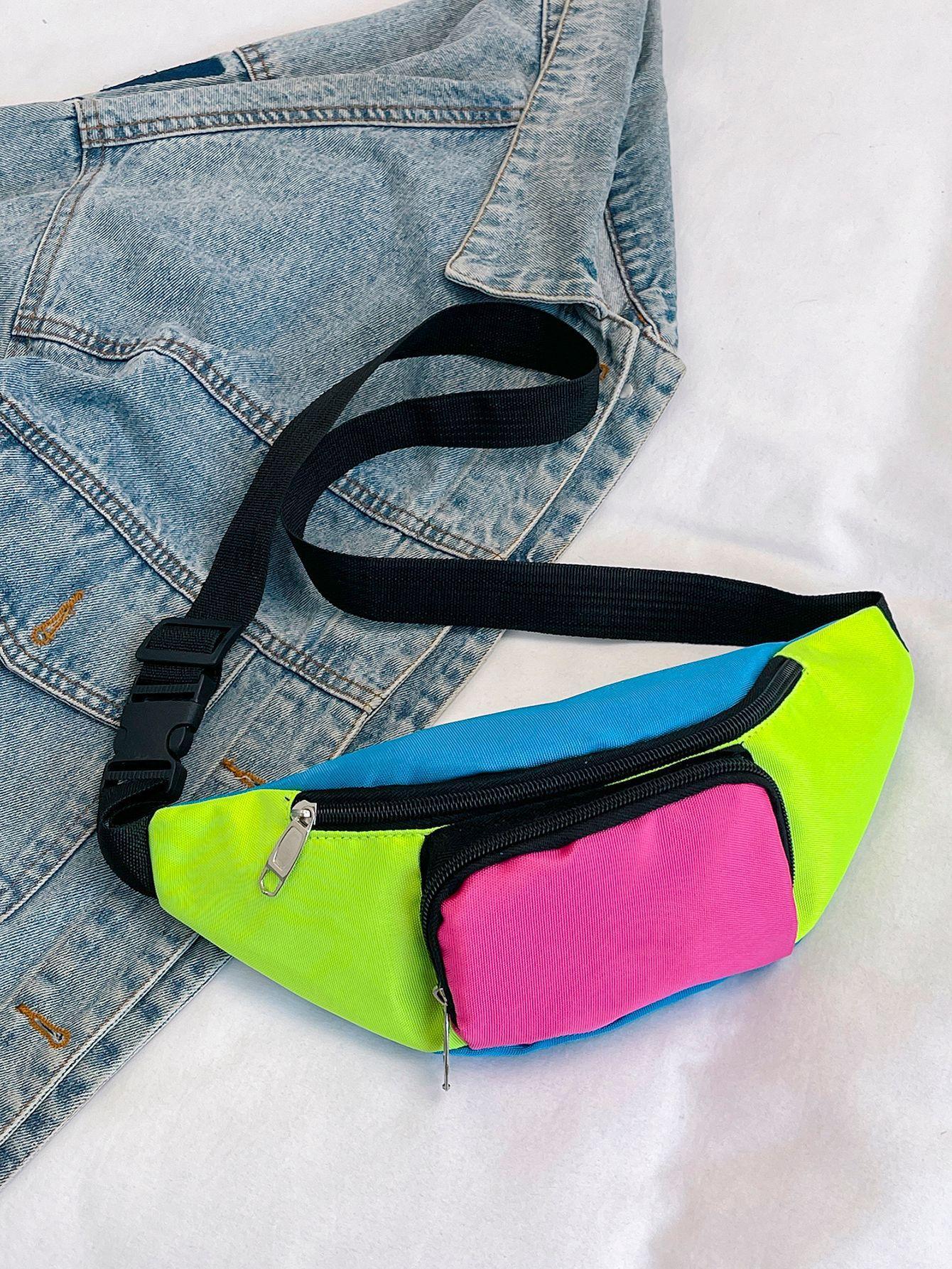 Retro 80s 90s Heuptas Retro Taille Tas 2 Zakken Neon Heuptas Kleine Taille Tassen voor Hardlopen Reizen Carnaval Feest Kostuum gray