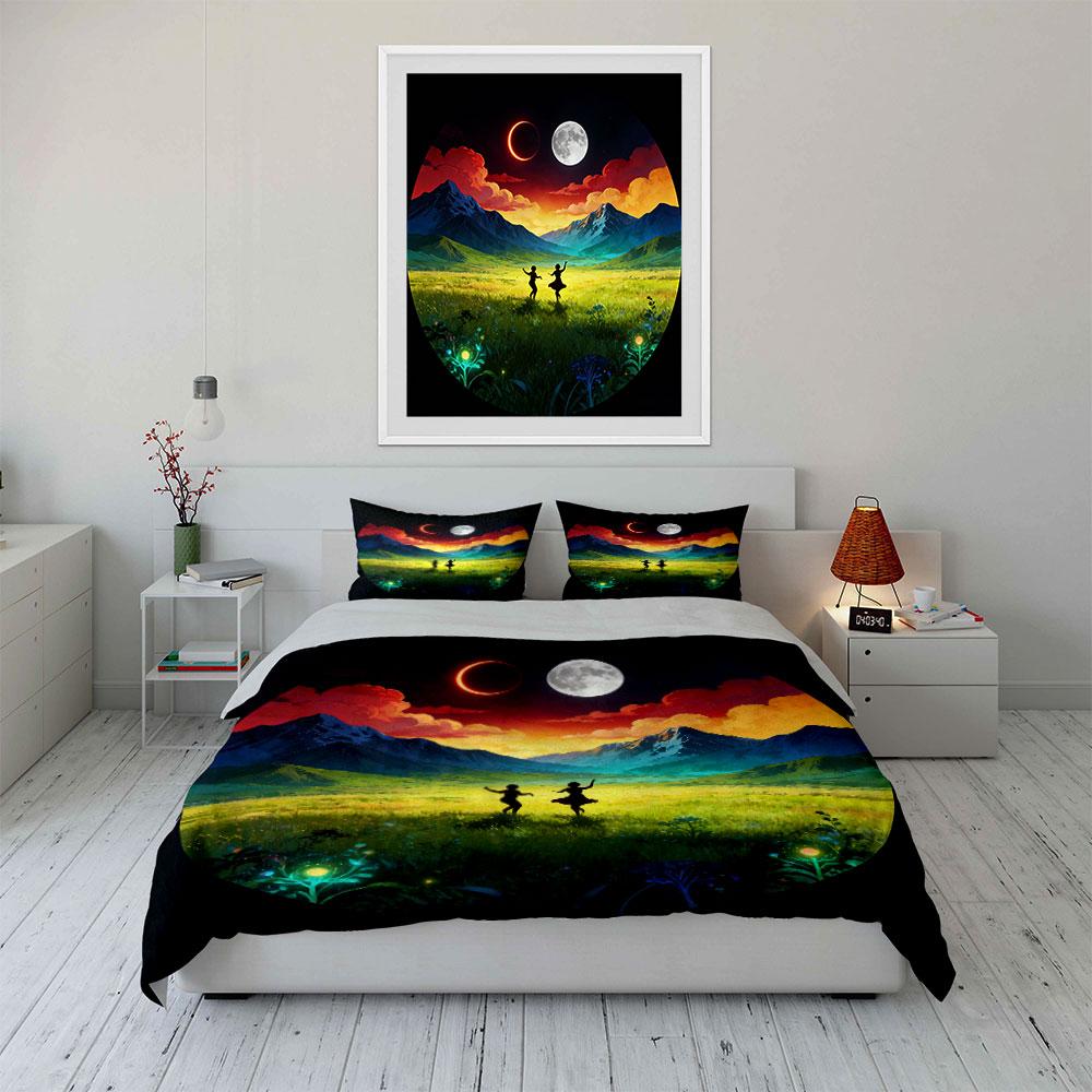 Mountain Sunset Art Decor Set Soft Comfortable Duvet Cover Bedding Set Included 1*Duvet Cover & 2*Pillowcases, Gift