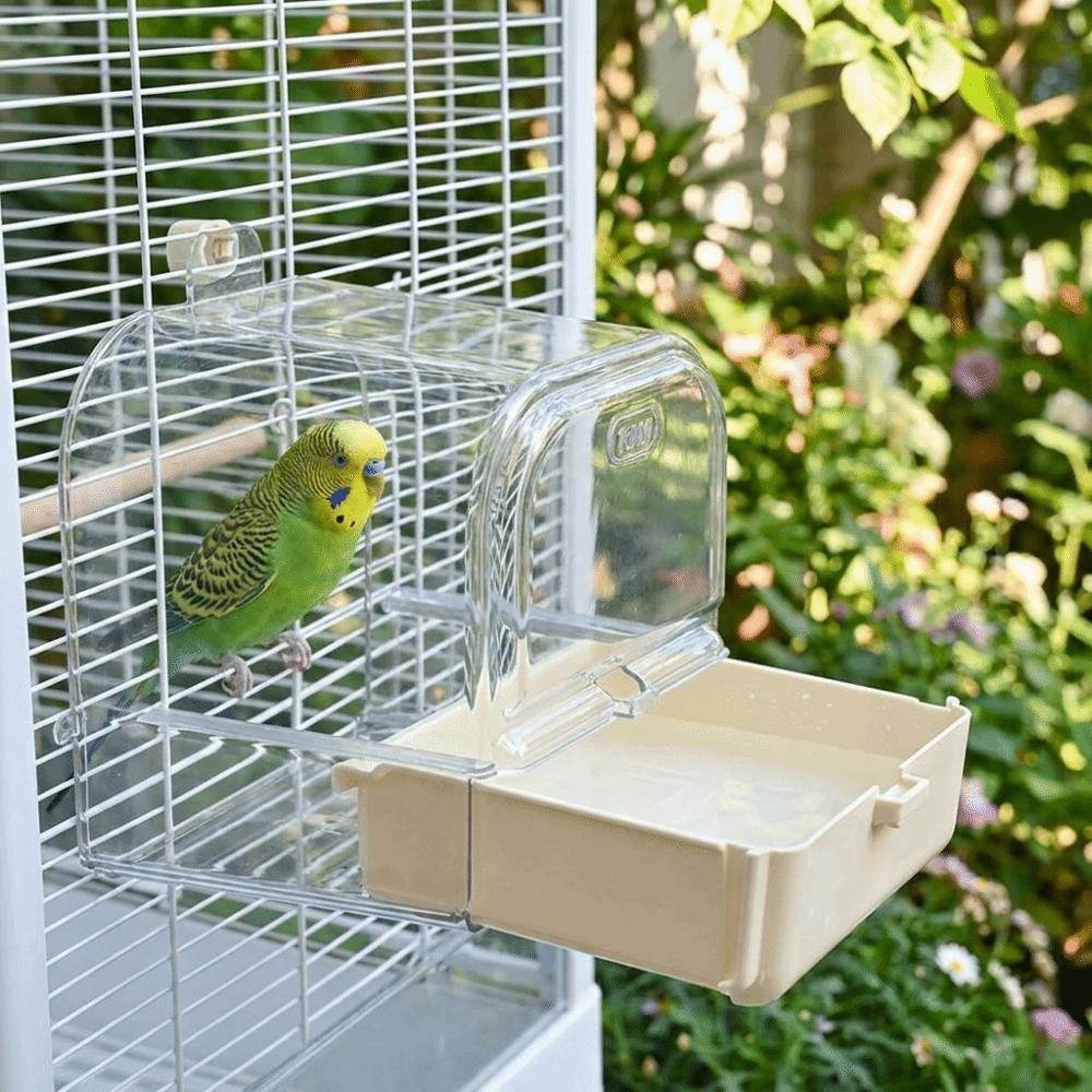 Large Capacity Hanging Bird Bath Wall Mounted Bird Feeder Parrot Shower Filtering Myna