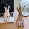 Horror Hand-Shaped Pen Holder Palm Scars And Stitches Broken Hand Ornament with Spooky Desk Organizer Unique