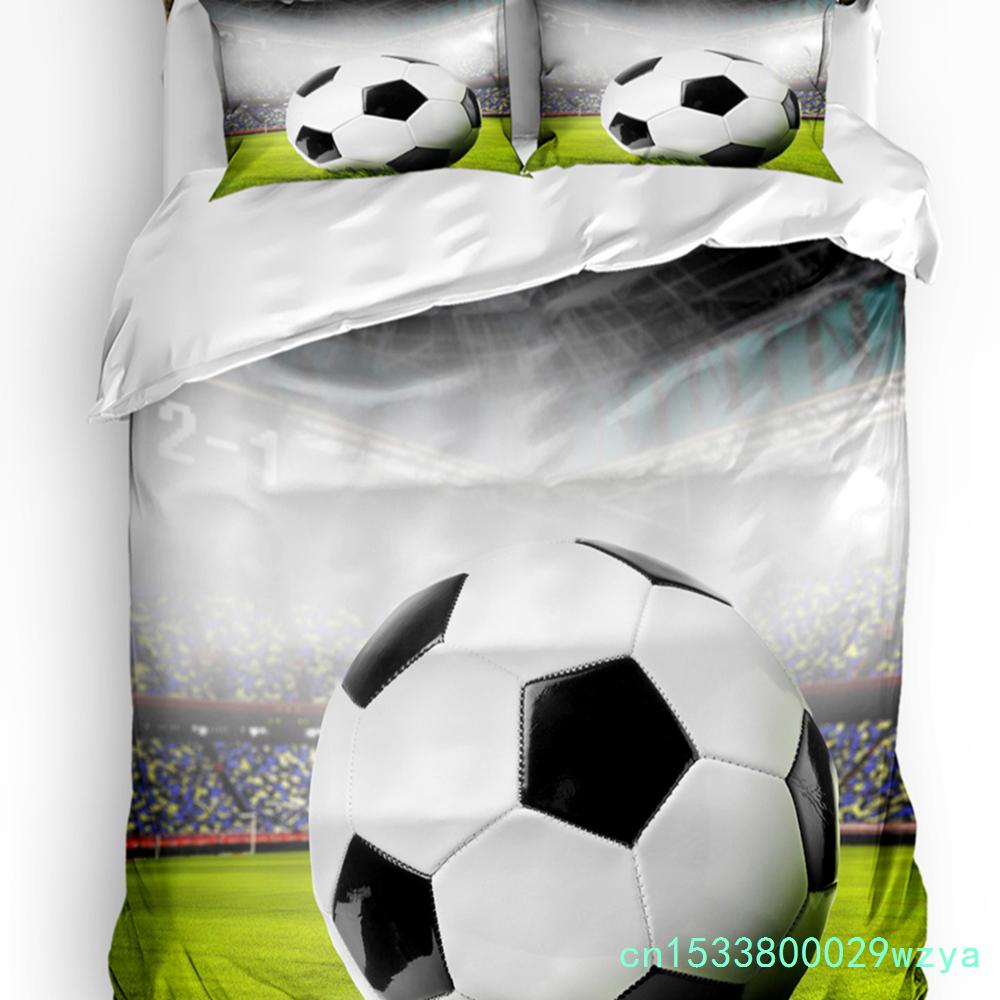 3-teiliges Bettwäsche-Set Fußball Fußbaldfeld Heimtextilien Bettbezug Kissenbezug Junge Kind Teenager Mädchen Bettwäschebezüge Set