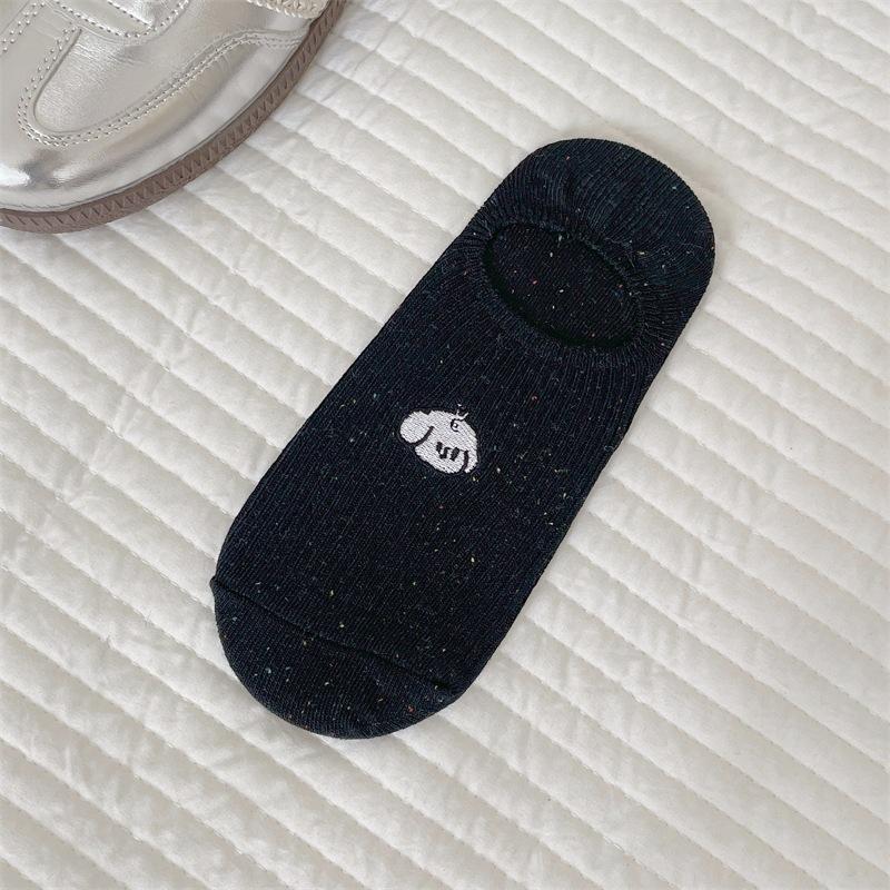 Cartoon Cute Cat-embroidered Boat Socks for Women, Summer Thin, Anti-slip, Non-dropping and Invisible Cotton Socks, Shallow Socks