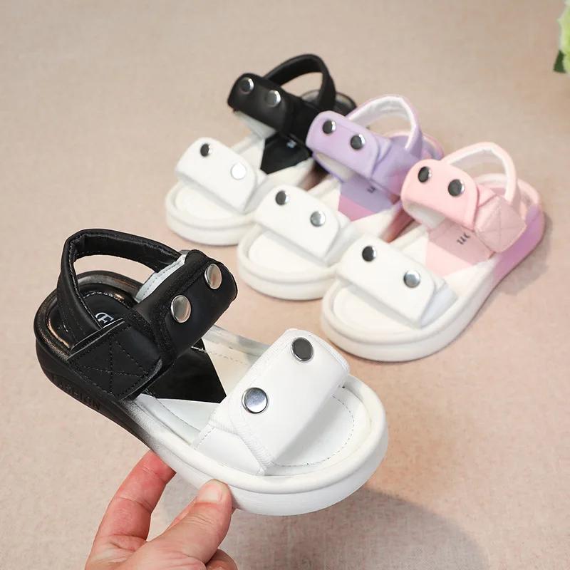 2024 Children Sandals for Girls Summer New Fashion Gradient Color Soft Comfortable Korean Style Anti-slippery Casual Beach Shoes