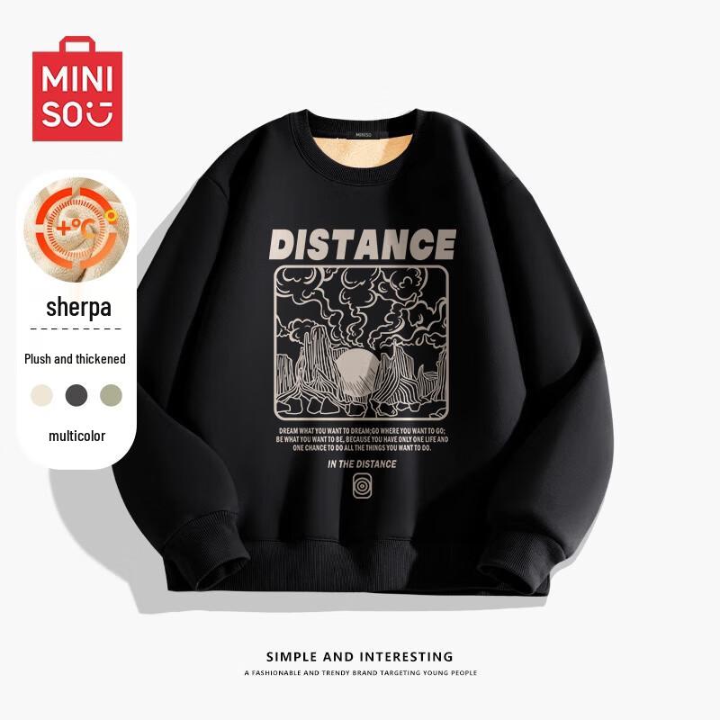 

MINISO Men s American Style Retro Loose Lamb Fleece Pullover 2XL