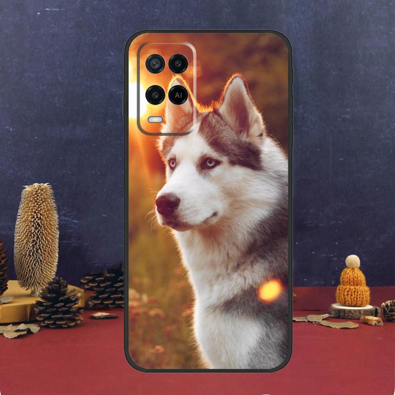 Animal Husky Puppy Case For Oppo A16 A76 A96 A17 A57 A40 A60 A80 A98 A58 A78 A18 A38 A54 A74 A94 A15 A5 A6 Pro