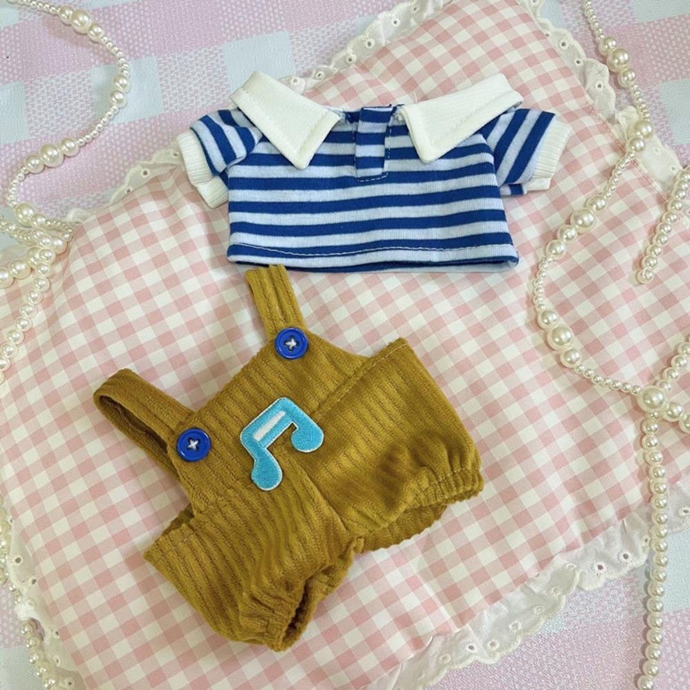 1 Set Outfit 20cm Cotton Doll Clothes Striped T-shirt Plush Doll Clothes  Doll Accessories