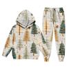 Kids Christmas Print Hooded Sweatshirt Set for Boys and Girls