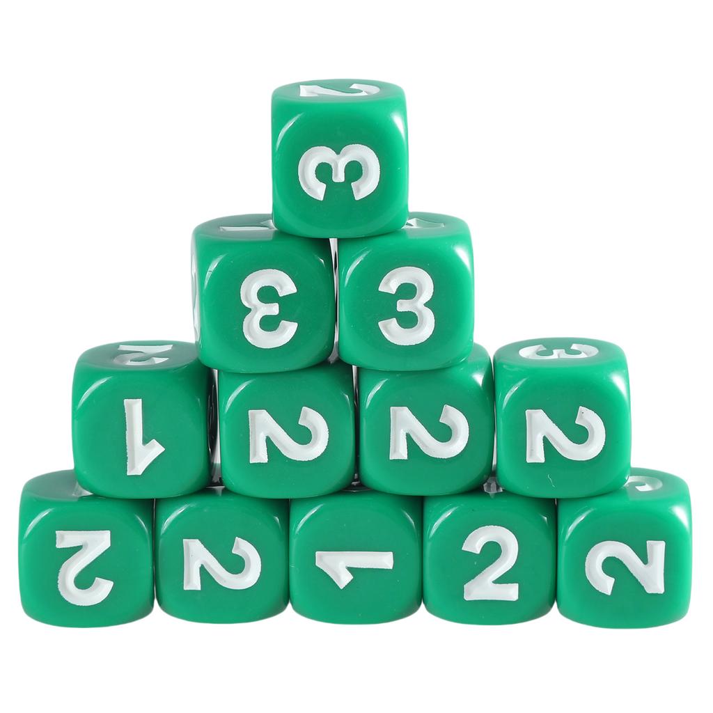 12Pieces Dices Set 13mm Solid Game Dices Set with Large Number 6 Sided Acrylic Dices Educational Rounded Corner Dices