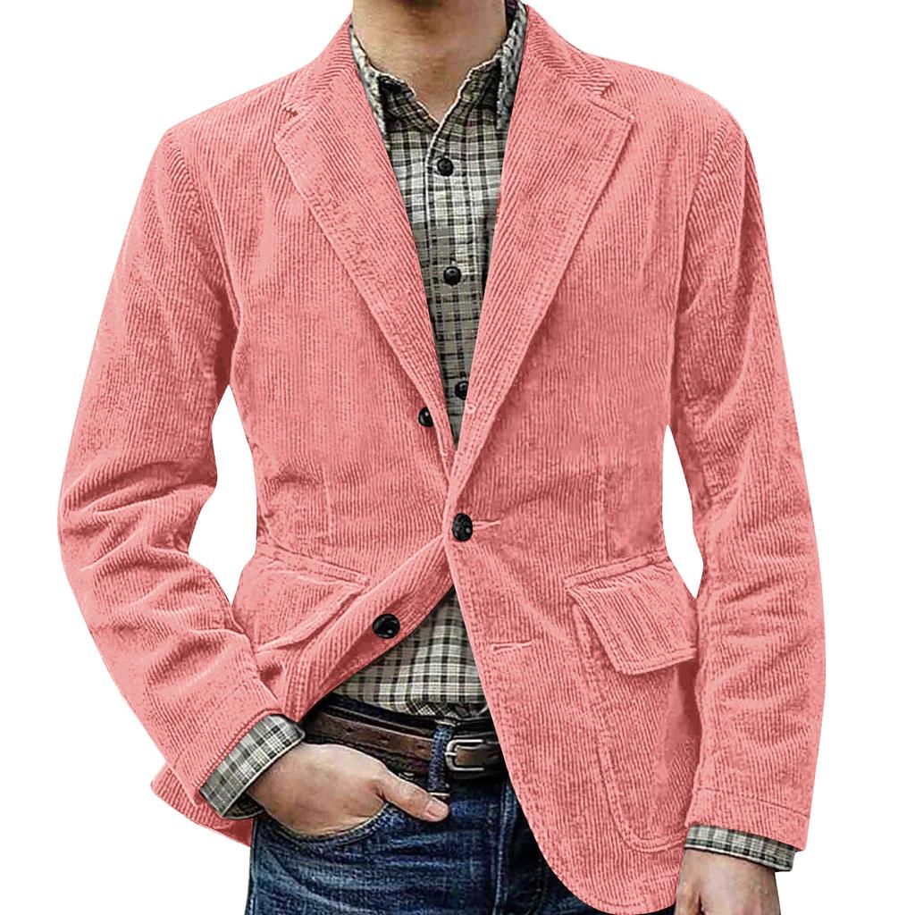 Men's Solid Color Corduroy Warm Pocket Suit Jacket Cardigan Men's Casual Suit