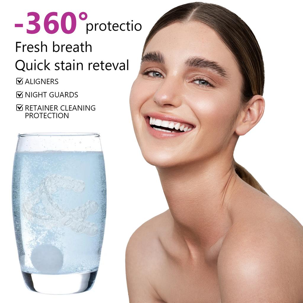 Portable 30-Count Denture Cleaning Tablets Deep-Cleaning Denture Cleanser Daily Denture Care Antibacterial & Odor-Eliminating