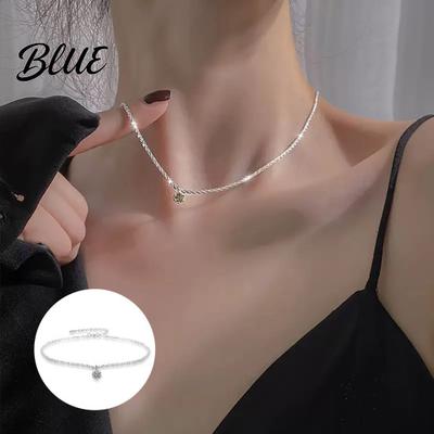 Wedding Necklace Cubic Zirconia Women Faux Diamond Pendant Dainty Sparkling