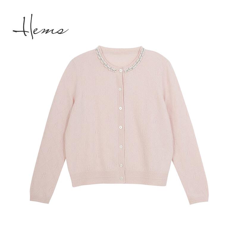 Hirmans Women's Pure Cashmere Low Round Neck Cardigan 25033A7R