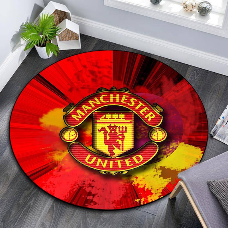 Man Utd2 Round Area Rug,Carpet Rug for Living Room Bedroom Sofa Playroom Decor,Non-slip Floor Mat
