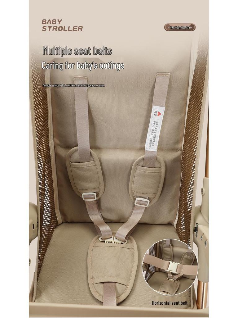 Lightweight High Landscape Baby Stroller with Tray | One-Button Fold & Portable Design