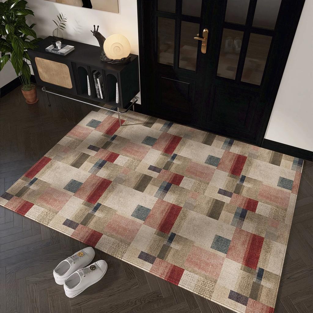 Modern Geometric Pattern Mat for Contemporary Home Indoor Entryway Living Room Transition Non-Slip Durable Easy-Clean Decor Mat