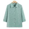 Mid-aged & Elderly Women's Floral Cotton Shirt, 3/4 Sleeve, Loose Plus Size Top