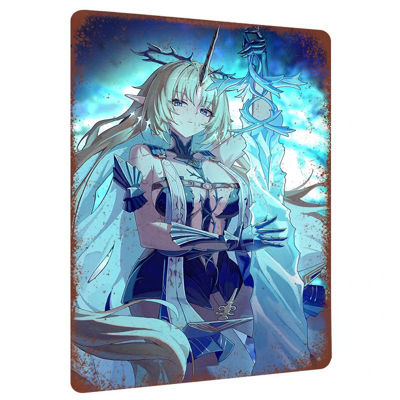 

Anime Ice Crystal Elf Warrior Custom Metal Iron Painting Wall Art for Living Room Bedroom Decor 20x30cm（7.8x11.8inch）