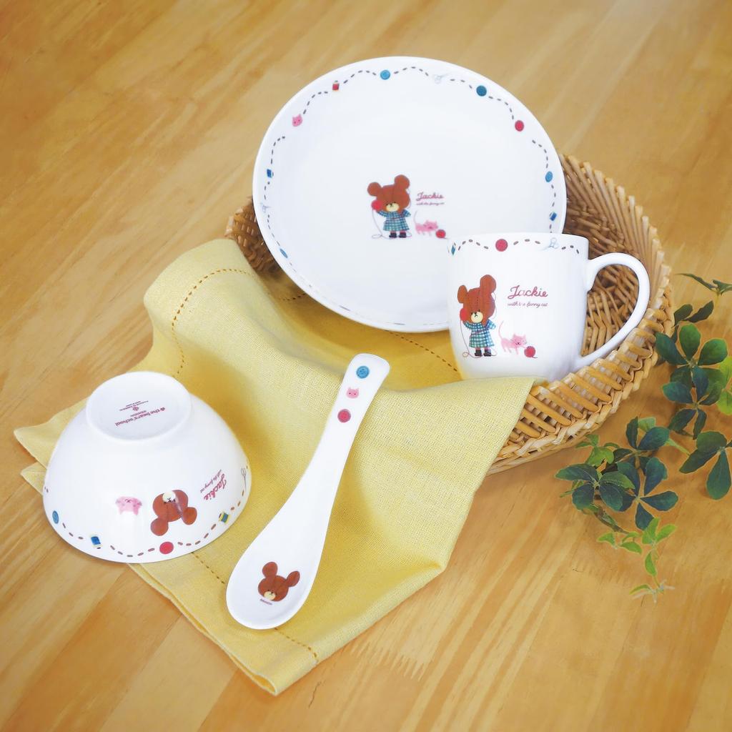 Jackie and Cat Curry Pasta Microwave and Dishwasher Character Miscellaneous Made In 785132 "The Bears' School" Plate, Plate, Plate, 19.5cm, Safe,